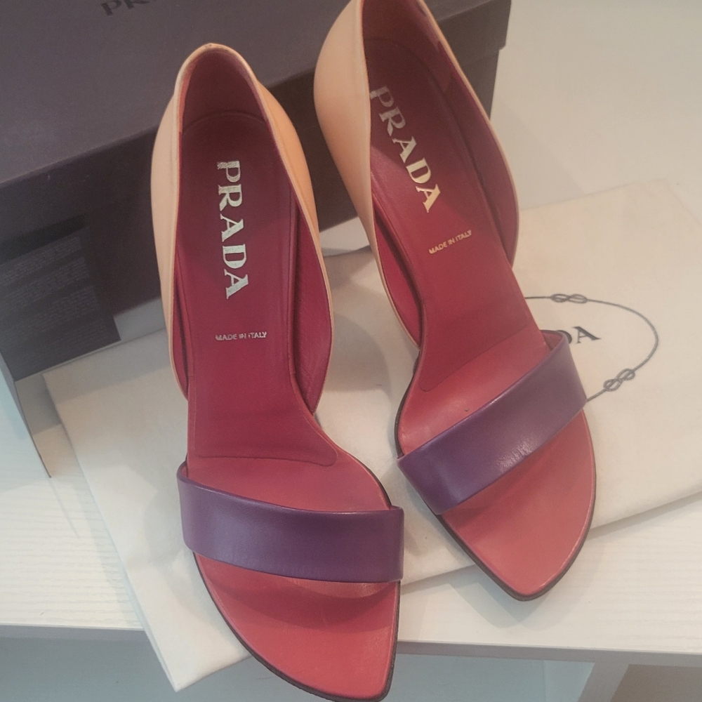 Prada Peach and Purple Heels